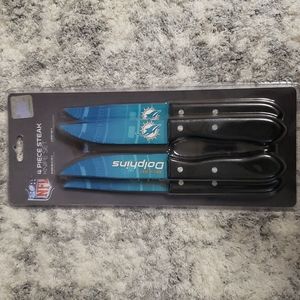 MIAMI DOLPHINS 4 PC STEAK KNIVES.  AUTHENTIC NFL